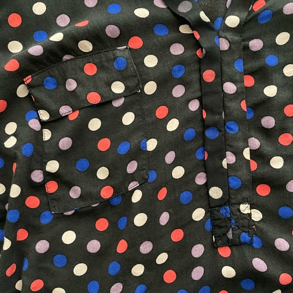 Splendid Super Soft Polka Dot Half Button Henley Style Blouse - Picture 3 of 7